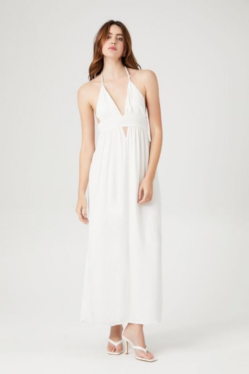 Vestido Forever 21 Cutout Halter Maxi Mujer Blancas | I3T1KxeQFk9