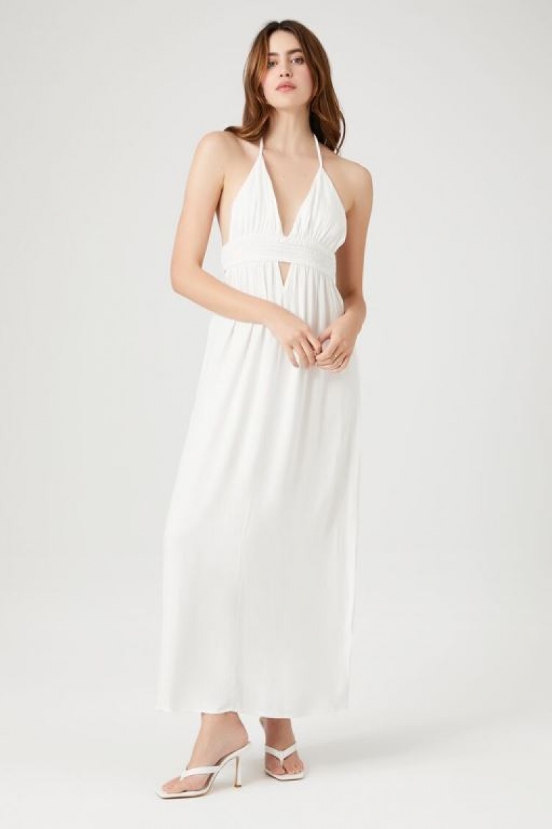 Vestido Forever 21 Cutout Halter Maxi Mujer Blancas | yhX1nXMwySx