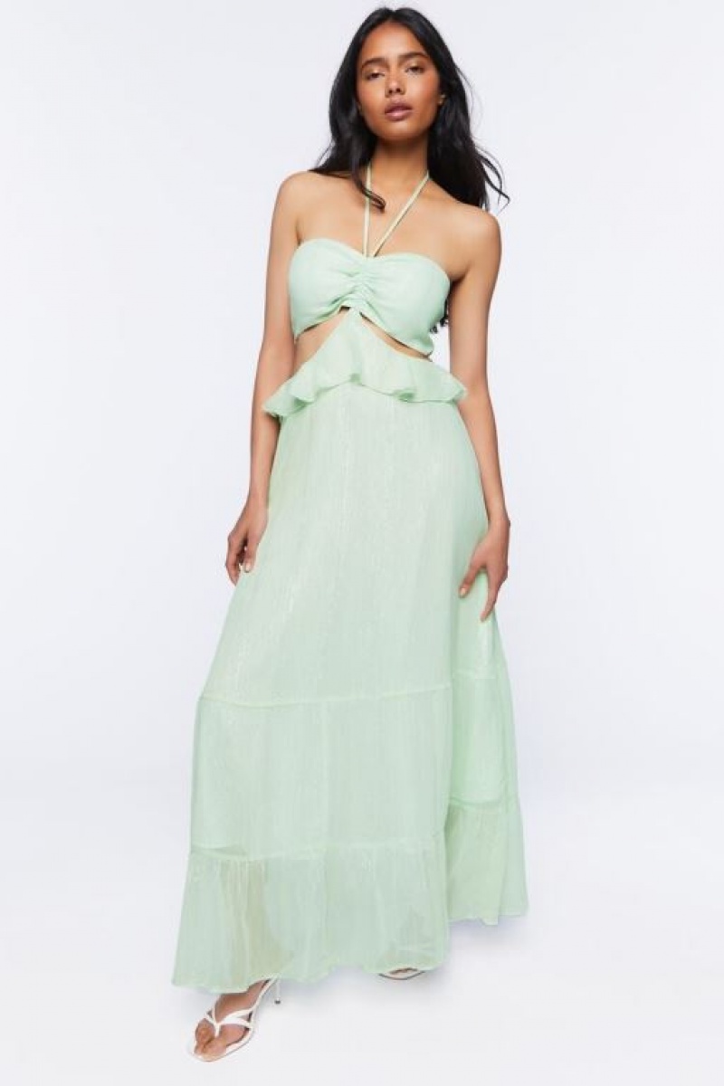 Vestido Forever 21 Cutout Halter Maxi Mujer Verde Menta | Tmz0W5pO2gz