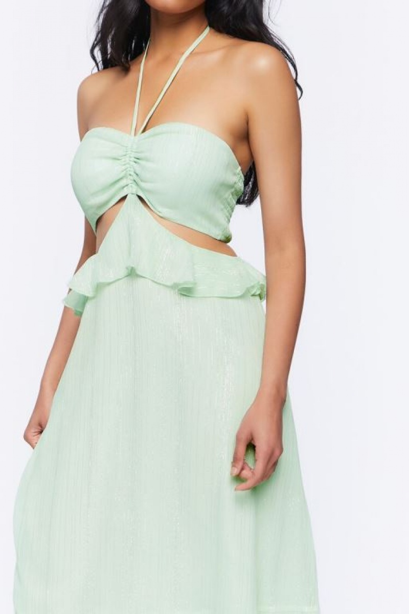 Vestido Forever 21 Cutout Halter Maxi Mujer Verde Menta | Tmz0W5pO2gz