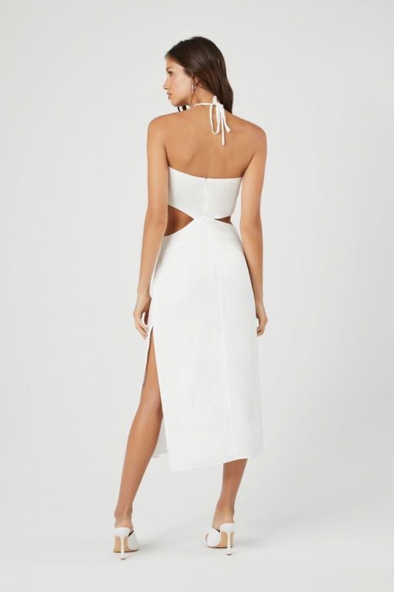 Vestido Forever 21 Cutout Halter Midi Mujer Blancas | 6n9QpmYjtBH