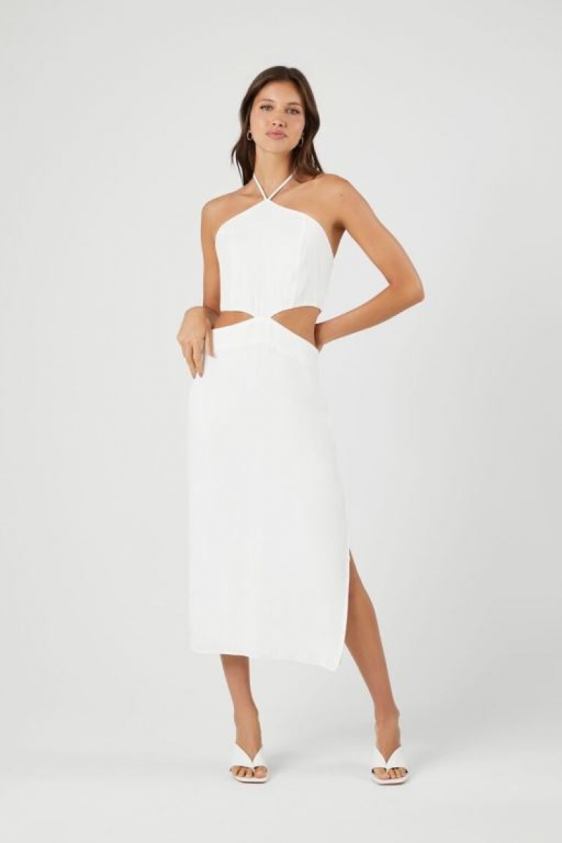 Vestido Forever 21 Cutout Halter Midi Mujer Blancas | 6n9QpmYjtBH