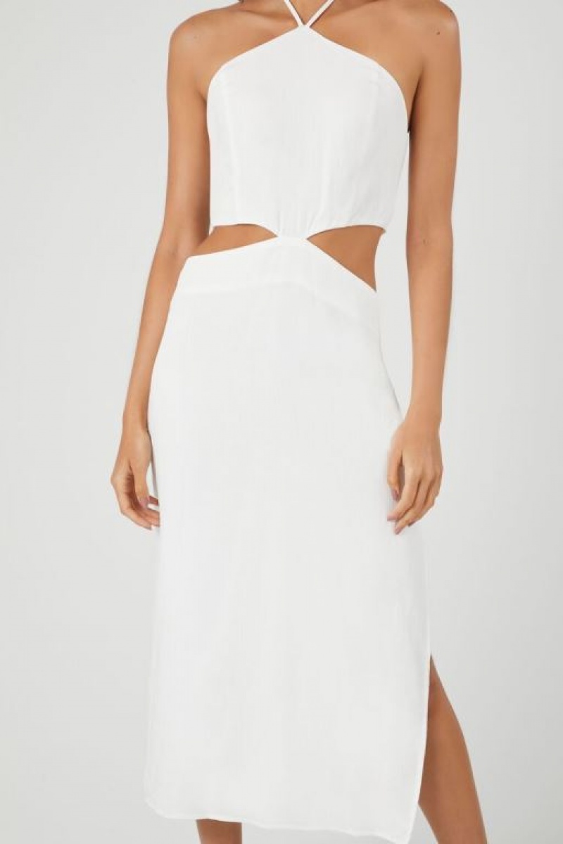 Vestido Forever 21 Cutout Halter Midi Mujer Blancas | 6n9QpmYjtBH