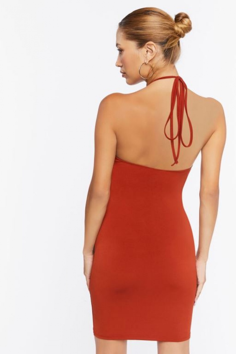 Vestido Forever 21 Cutout Halter Mini Mujer Rojas | qbBpYgY9GNS