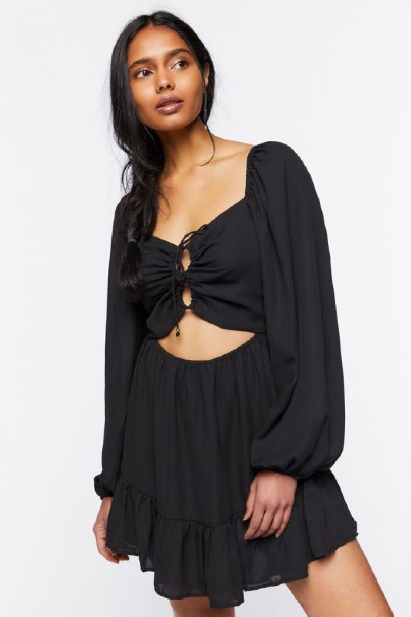 Vestido Forever 21 Cutout Lace Up Mini Mujer Negras | xOatYze9oDh