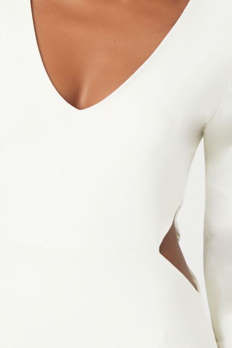 Vestido Forever 21 Cutout Long Sleeve Midi Mujer Blancas | 9ACyPgAHLxm