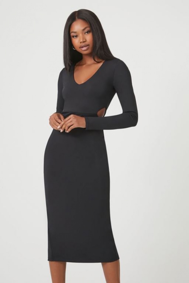 Vestido Forever 21 Cutout Long Sleeve Midi Mujer Negras | e7yTCWPZ6ga