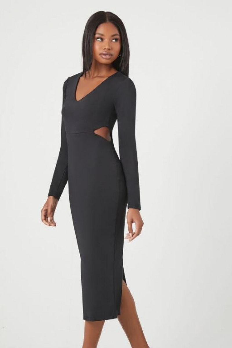 Vestido Forever 21 Cutout Long Sleeve Midi Mujer Negras | e7yTCWPZ6ga