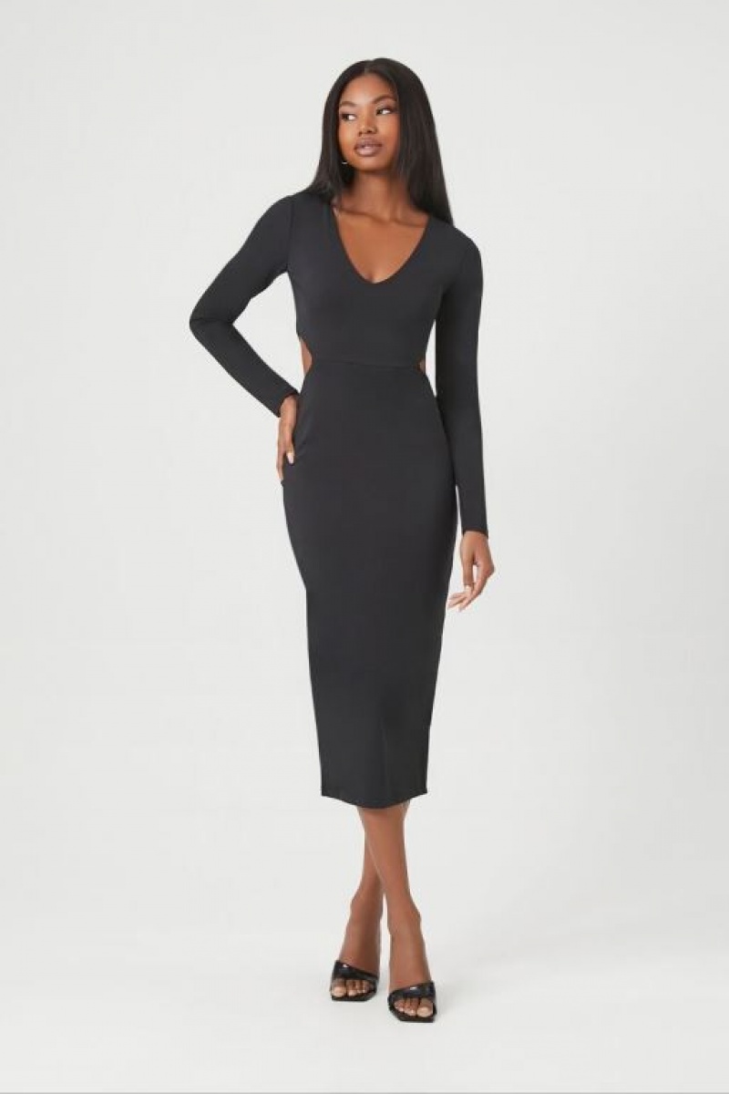 Vestido Forever 21 Cutout Long Sleeve Midi Mujer Negras | e7yTCWPZ6ga