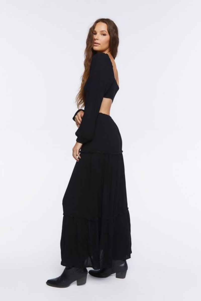 Vestido Forever 21 Cutout Maxi Peasant Mujer Negras | 0vxY8EOV2Jc