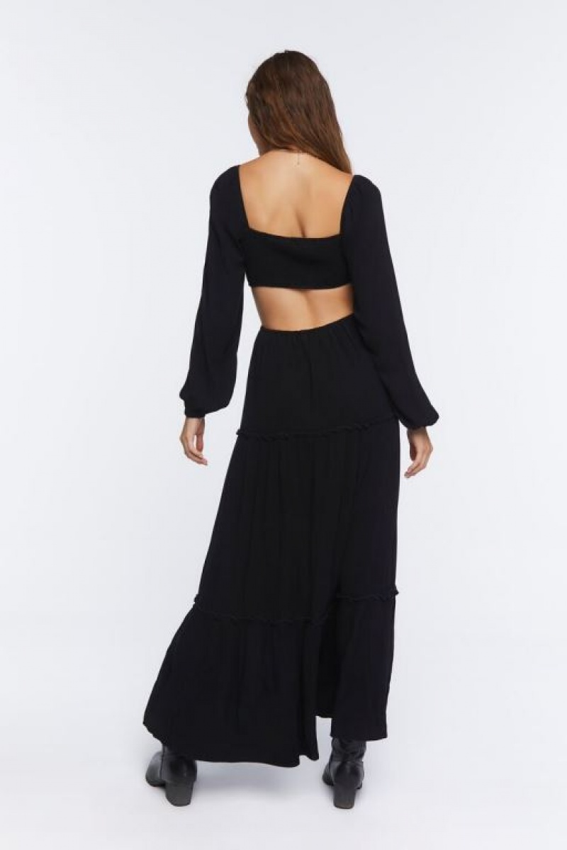 Vestido Forever 21 Cutout Maxi Peasant Mujer Negras | 0vxY8EOV2Jc