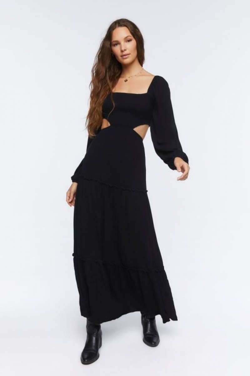 Vestido Forever 21 Cutout Maxi Peasant Mujer Negras | 0vxY8EOV2Jc