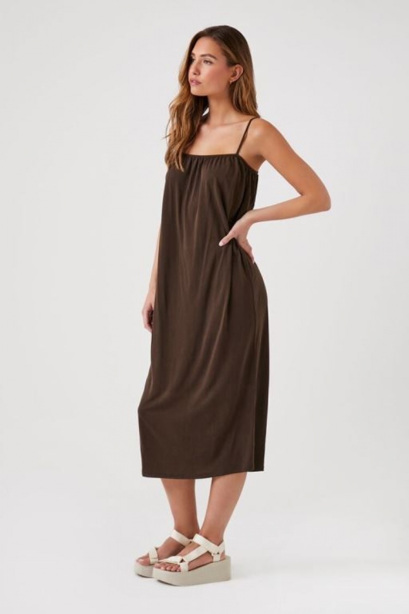 Vestido Forever 21 Cutout Midi Cami Mujer Chocolate Oscuro | nRBJOJ0fmpz