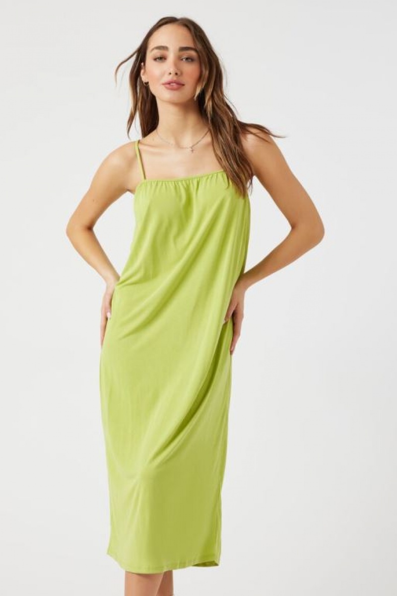 Vestido Forever 21 Cutout Midi Cami Mujer Verde Oliva | RzBBGxWrSr2