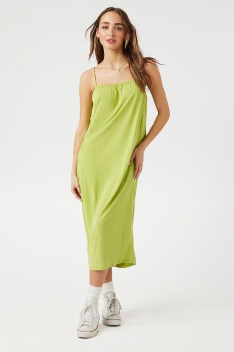 Vestido Forever 21 Cutout Midi Cami Mujer Verde Oliva | RzBBGxWrSr2