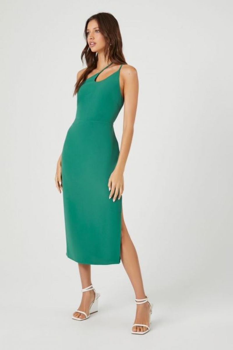 Vestido Forever 21 Cutout One Shoulder Midi Mujer Verde | AHQF2XWmA1X