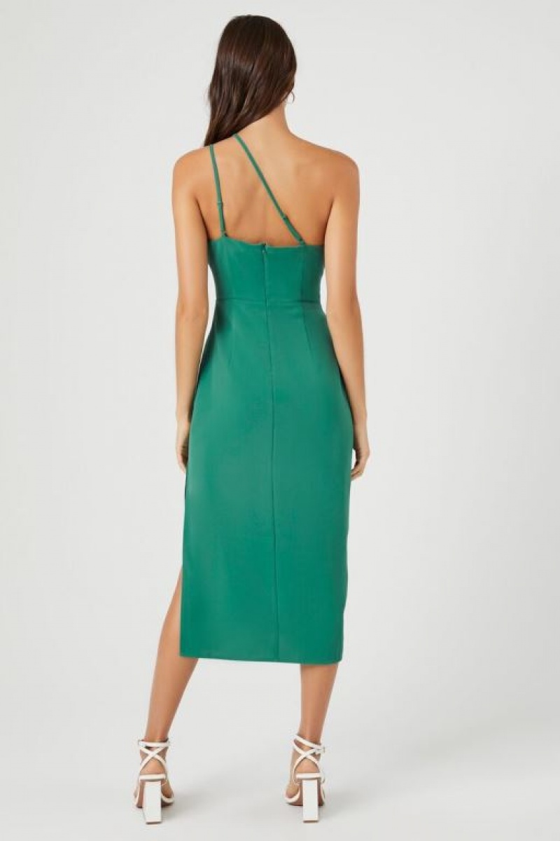 Vestido Forever 21 Cutout One Shoulder Midi Mujer Verde | AHQF2XWmA1X