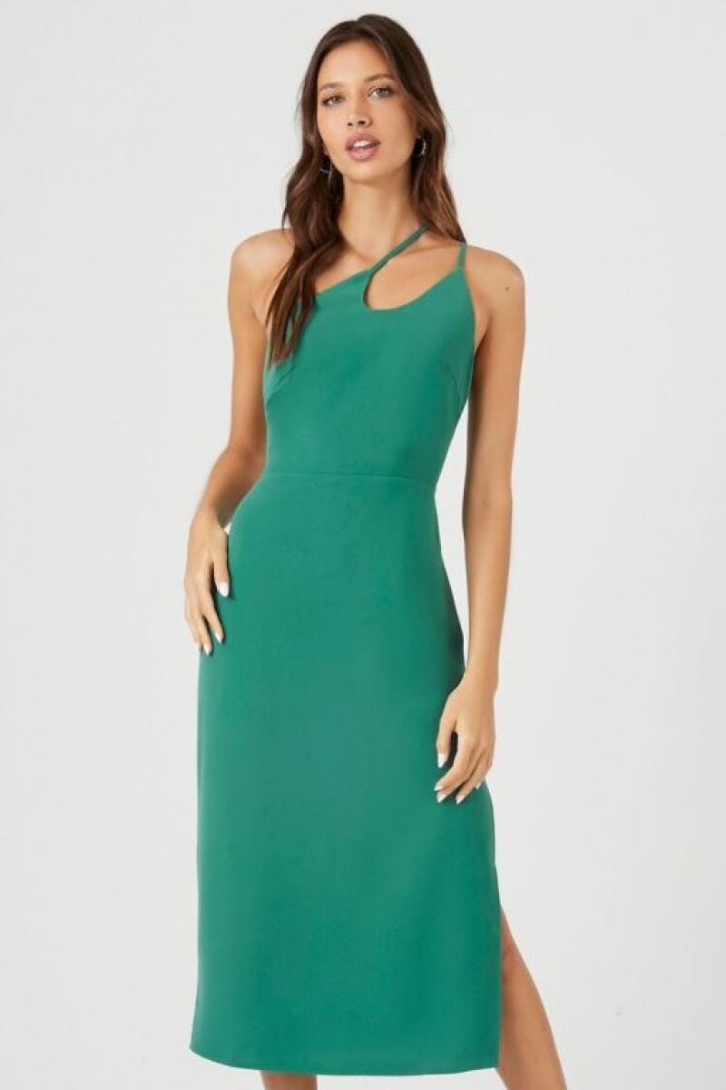 Vestido Forever 21 Cutout One Shoulder Midi Mujer Verde | AHQF2XWmA1X