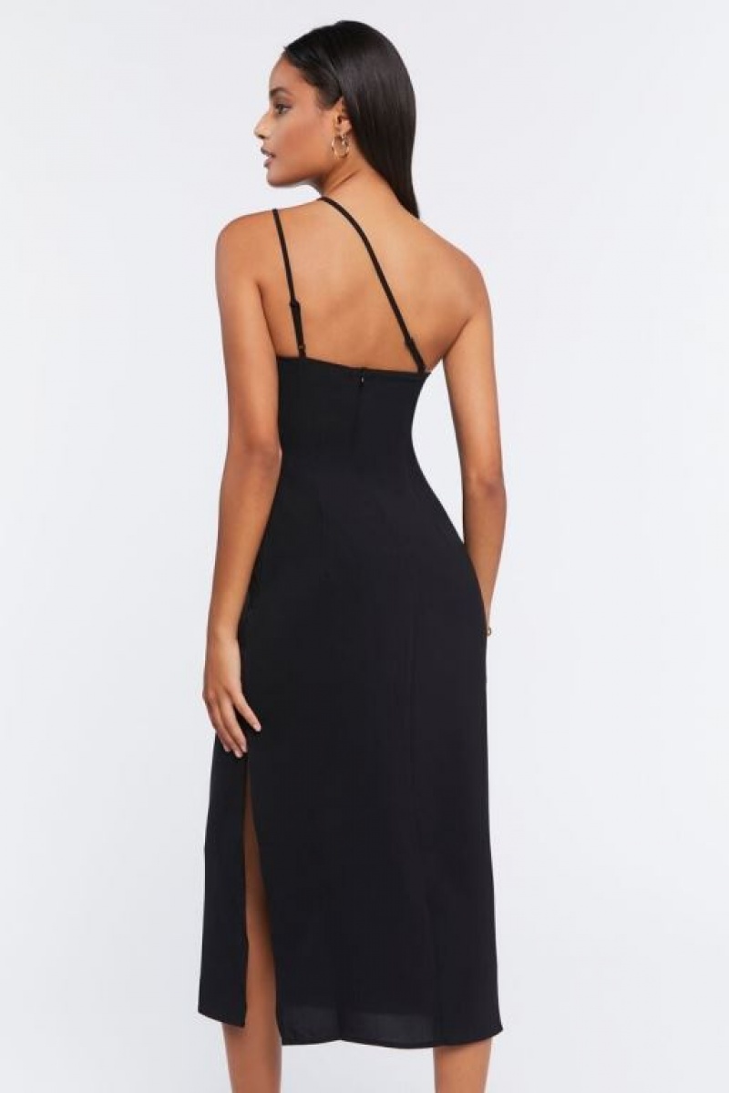 Vestido Forever 21 Cutout One Shoulder Midi Mujer Negras | 4WXOSPUVrCb