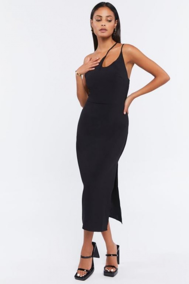 Vestido Forever 21 Cutout One Shoulder Midi Mujer Negras | 4WXOSPUVrCb