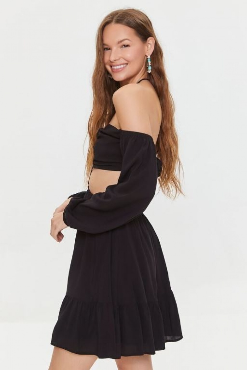 Vestido Forever 21 Cutout Strappy Halter Mini Mujer Negras | pJUzDilAPVb