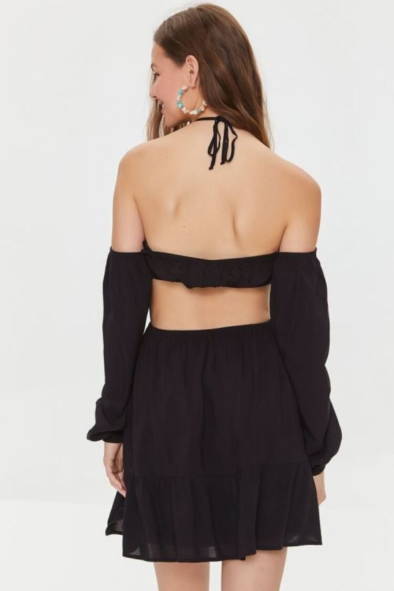 Vestido Forever 21 Cutout Strappy Halter Mini Mujer Negras | pJUzDilAPVb