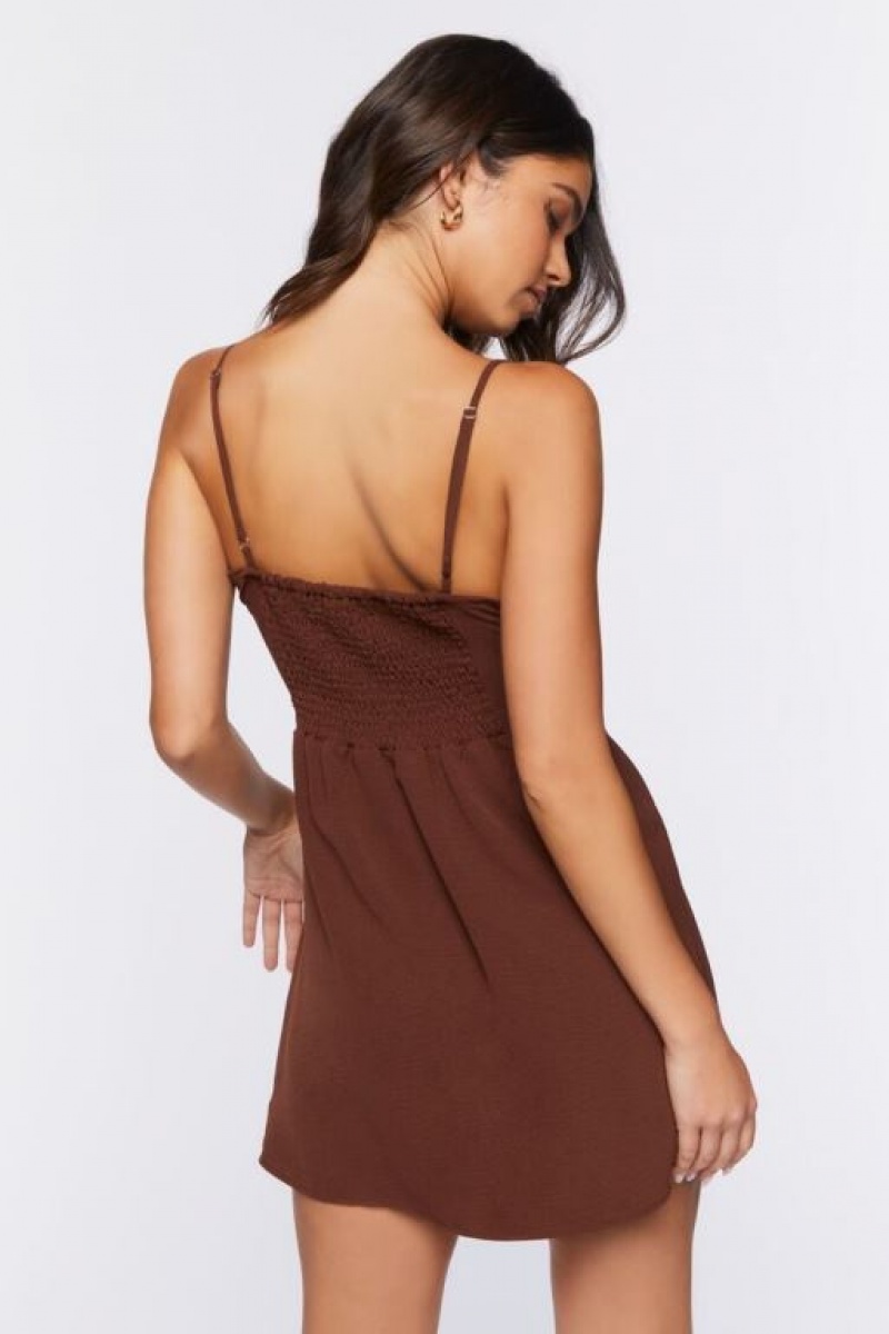 Vestido Forever 21 Cutout Twist Front Mini Mujer Marrones | ml0wSwzzoSE