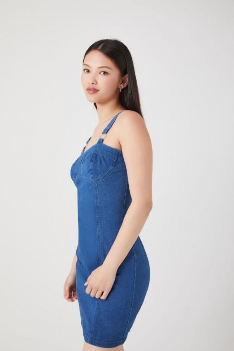 Vestido Forever 21 Denim Bodycon Mini Mujer Azules Claro | RaaeodwDeWr