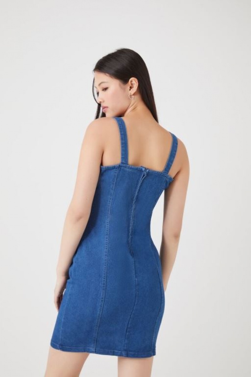 Vestido Forever 21 Denim Bodycon Mini Mujer Azules Claro | RaaeodwDeWr