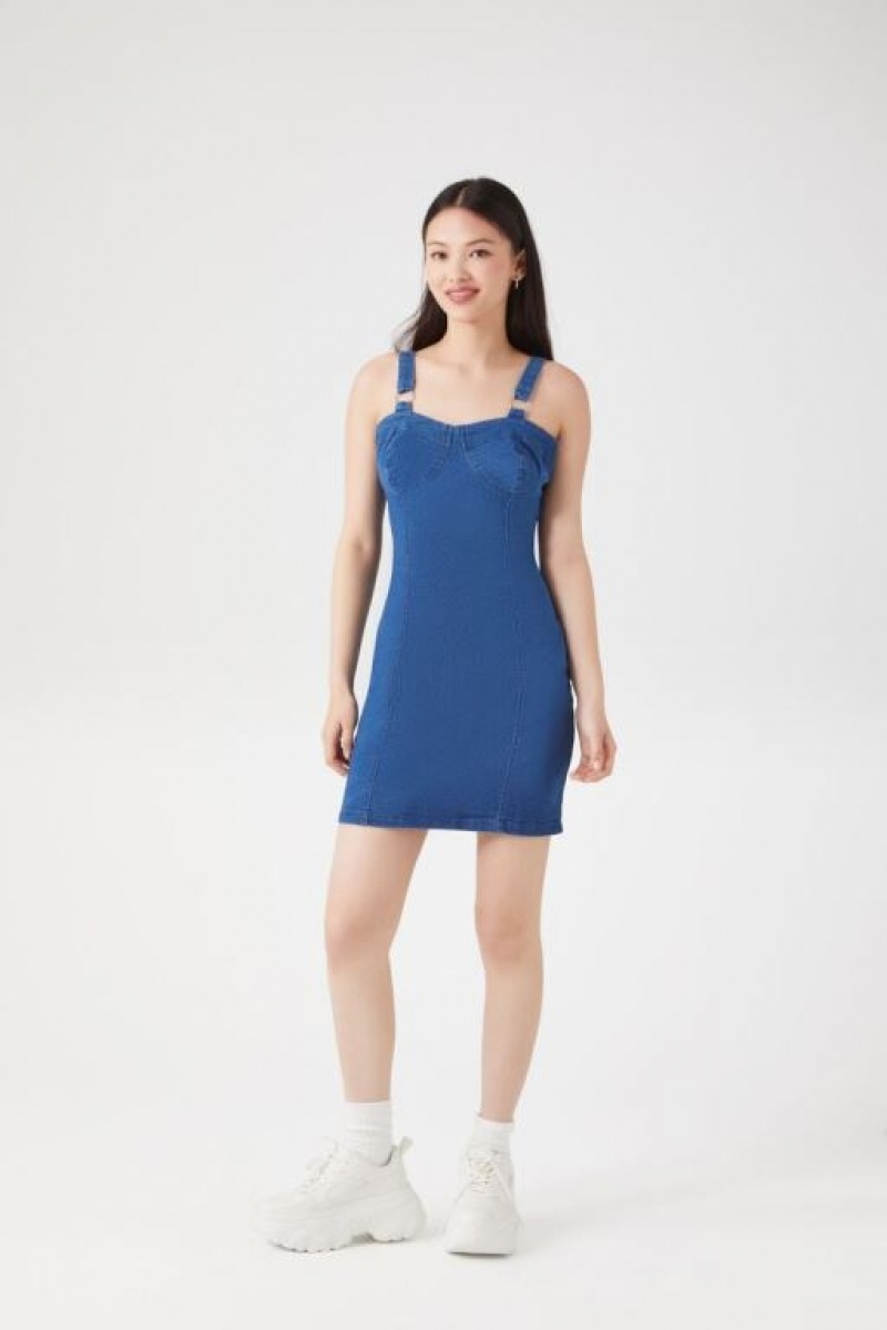 Vestido Forever 21 Denim Bodycon Mini Mujer Azules Claro | RaaeodwDeWr