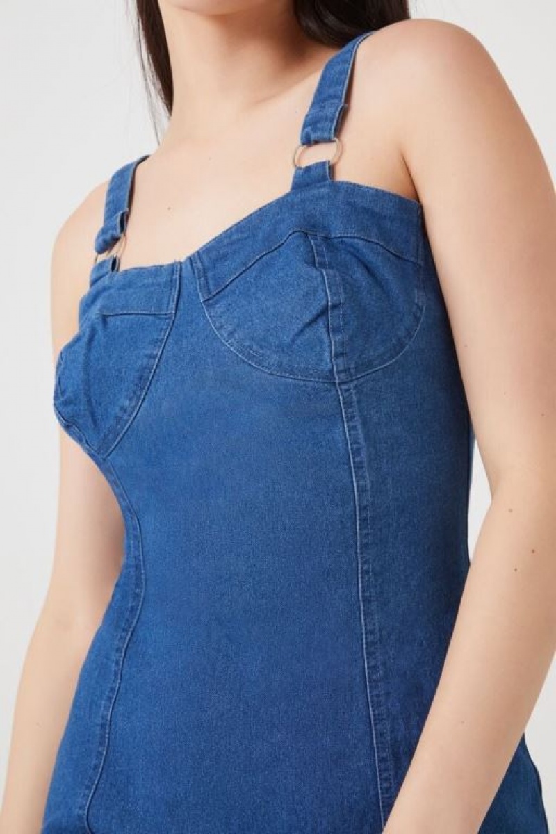 Vestido Forever 21 Denim Bodycon Mini Mujer Azules Claro | RaaeodwDeWr