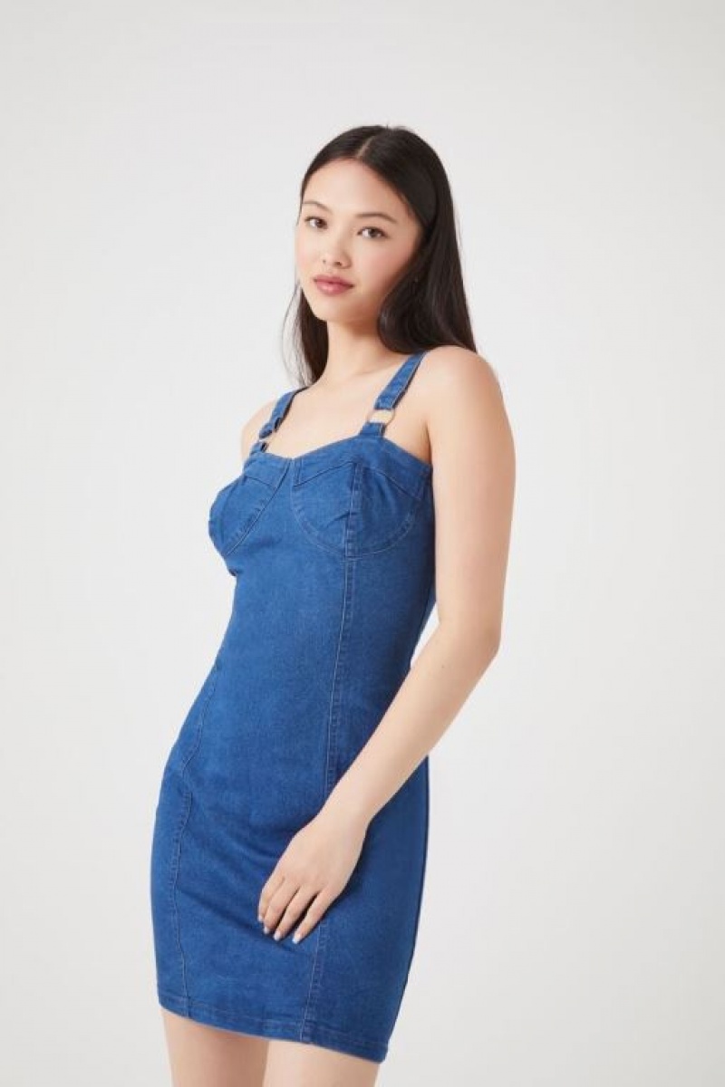 Vestido Forever 21 Denim Bodycon Mini Mujer Azules Claro | RaaeodwDeWr