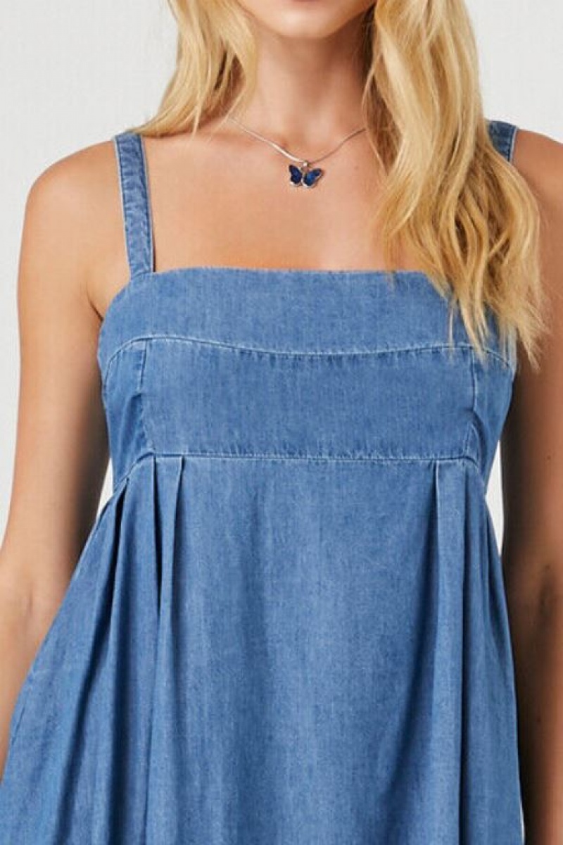 Vestido Forever 21 Denim Buckle Strap Maxi Mujer Azules | uU77f72i9PG