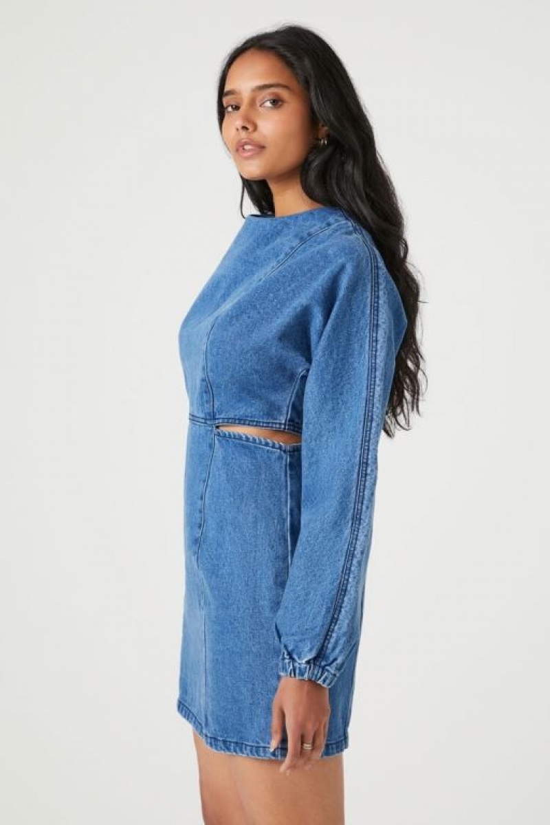 Vestido Forever 21 Denim Cutout Mini Mujer Azules | msGbmY42Jlp