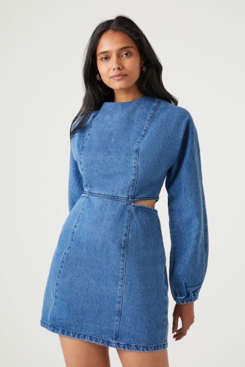 Vestido Forever 21 Denim Cutout Mini Mujer Azules | msGbmY42Jlp