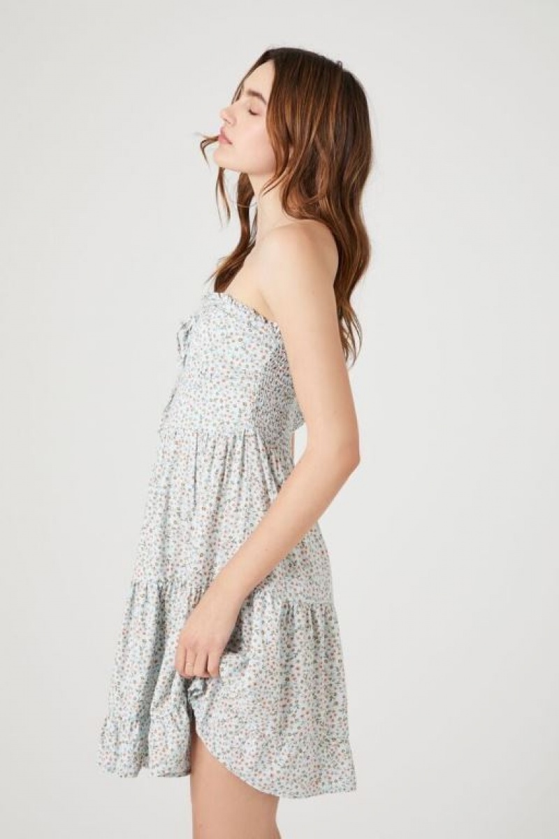 Vestido Forever 21 Ditsy Floral Strapless Mini Mujer Azules Claro Multicolor | JOe1LZggFPb