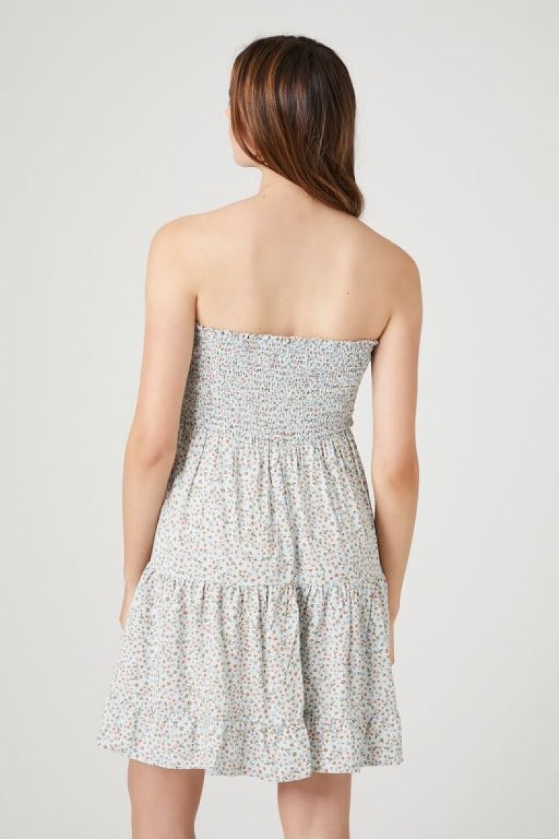 Vestido Forever 21 Ditsy Floral Strapless Mini Mujer Azules Claro Multicolor | JOe1LZggFPb