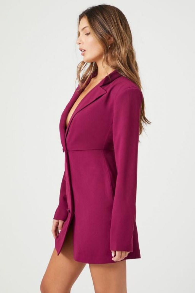 Vestido Forever 21 Double Breasted Mujer Eggplant | H3Miktgjo5Z