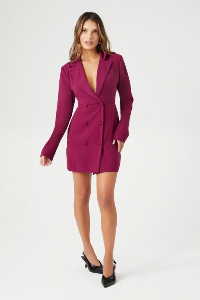 Vestido Forever 21 Double Breasted Mujer Eggplant | H3Miktgjo5Z