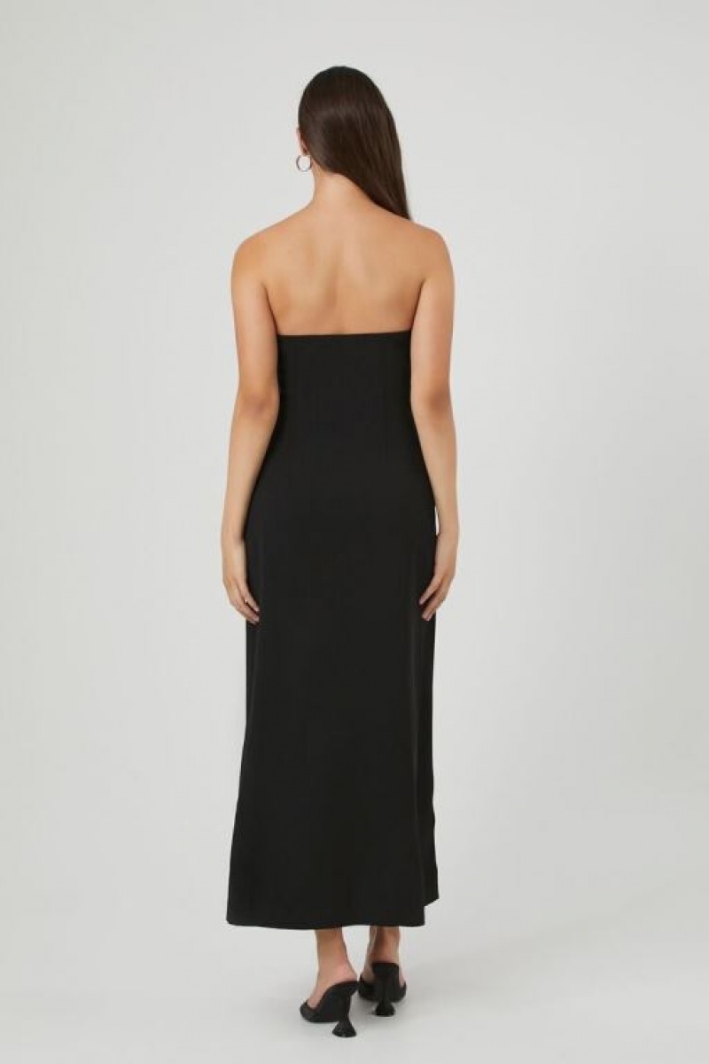 Vestido Forever 21 Double Breasted Strapless Maxi Mujer Negras | 0JKKYAyoImZ