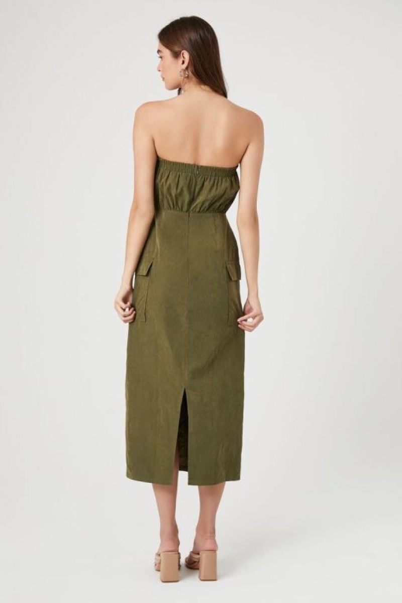 Vestido Forever 21 Drawstring Tube Maxi Mujer Verde Oliva | eyW4fFefI3F