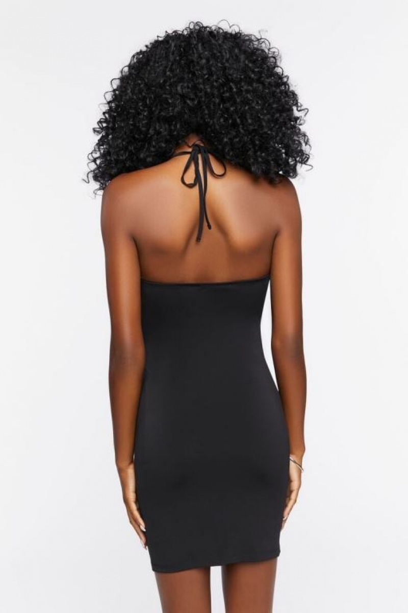 Vestido Forever 21 Embellished Halter Mini Mujer Negras | 6msGWkrFG7n