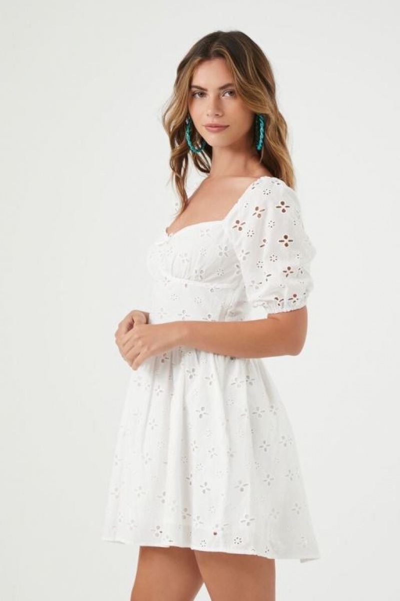 Vestido Forever 21 Eyelet Fit Amp Flare Mini Mujer Blancas | aYN7dG3sGN4