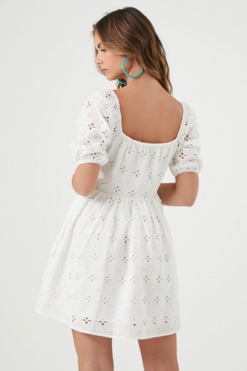 Vestido Forever 21 Eyelet Fit Amp Flare Mini Mujer Blancas | aYN7dG3sGN4