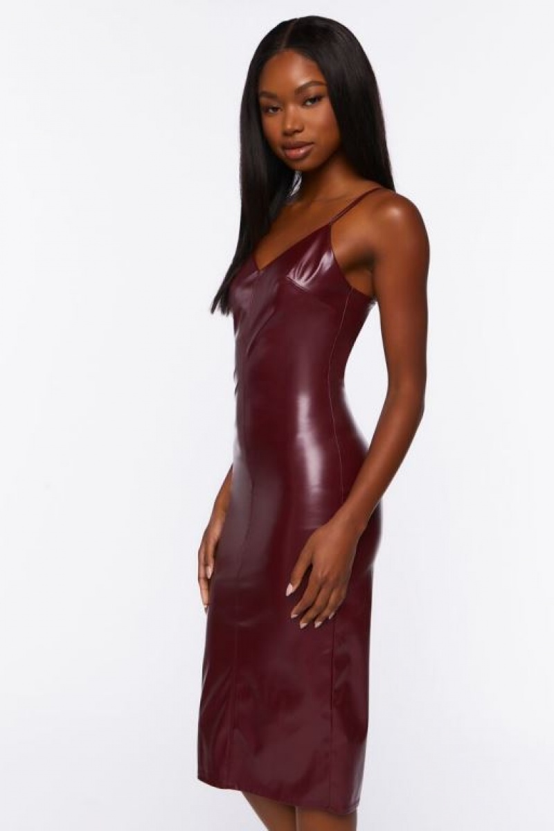 Vestido Forever 21 Faux Cuero Bodycon Mujer Burdeos | rshhnXXL2qe