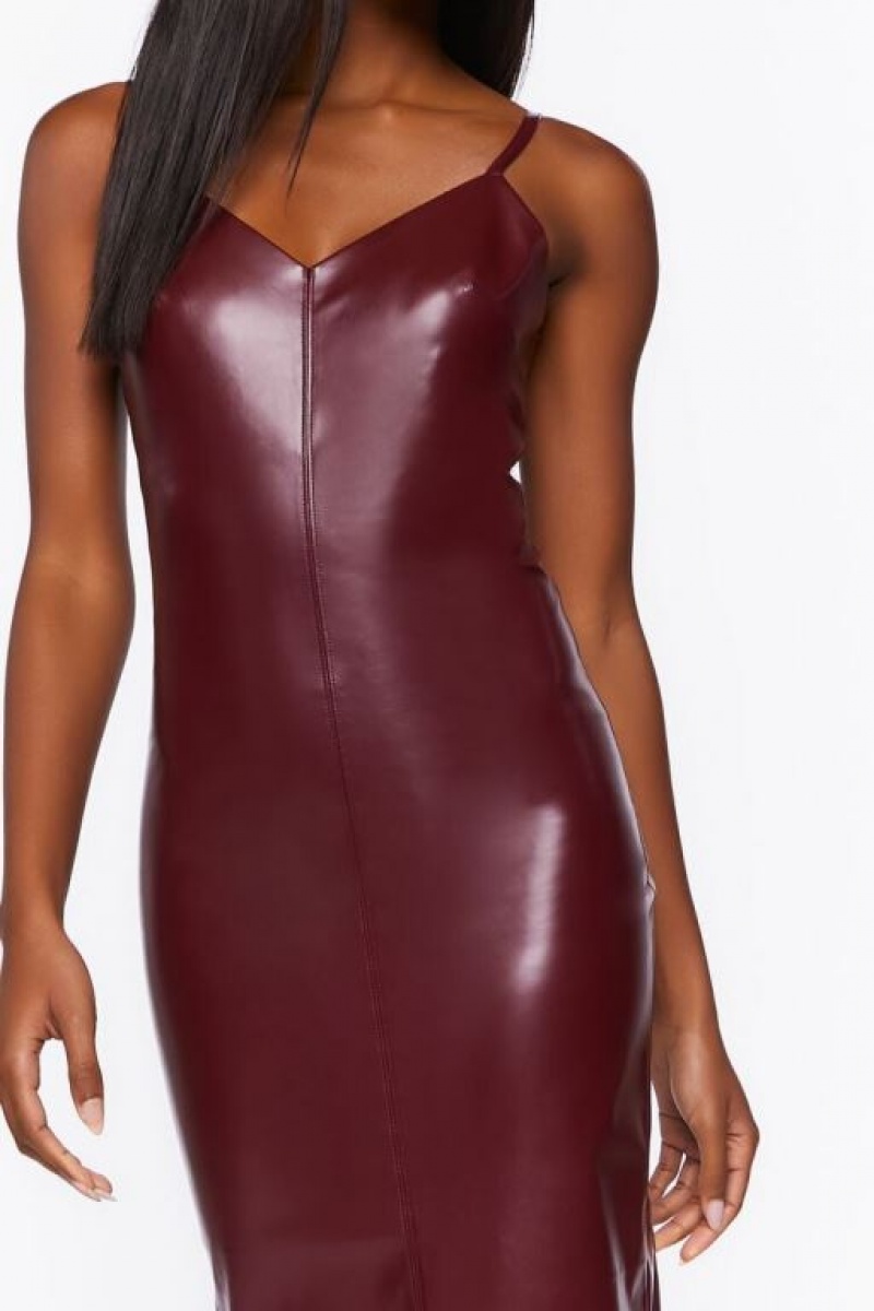 Vestido Forever 21 Faux Cuero Bodycon Mujer Burdeos | rshhnXXL2qe