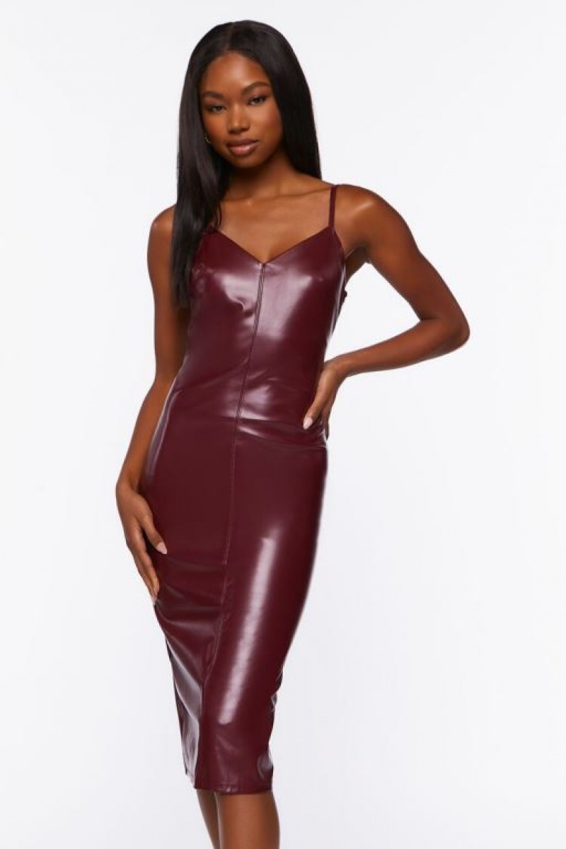 Vestido Forever 21 Faux Cuero Bodycon Mujer Burdeos | rshhnXXL2qe