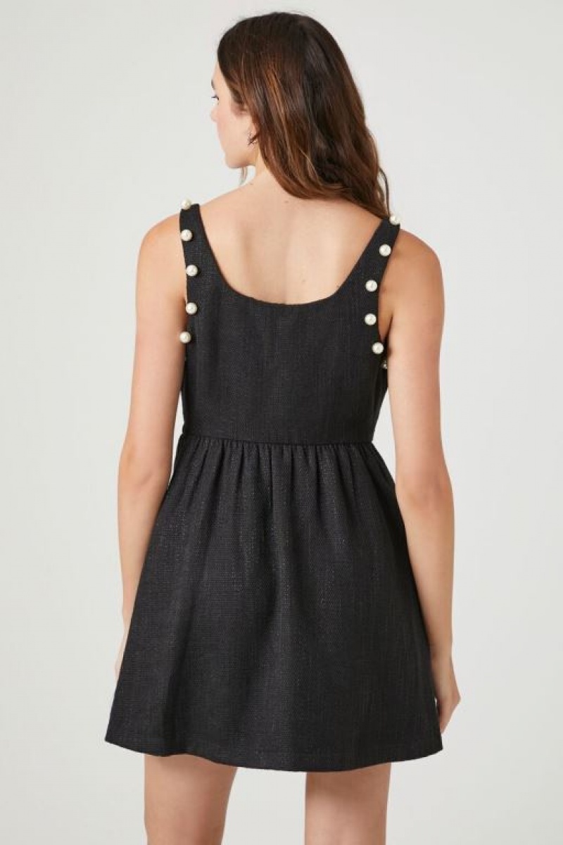 Vestido Forever 21 Faux Pearl Trim Tweed Mini Mujer Negras | SgAhobamuVY