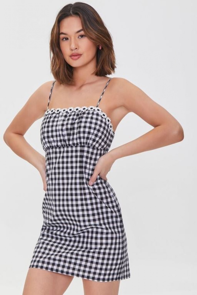 Vestido Forever 21 Floral Gingham Mini Mujer Negras Multicolor | KT75OHyLHBI