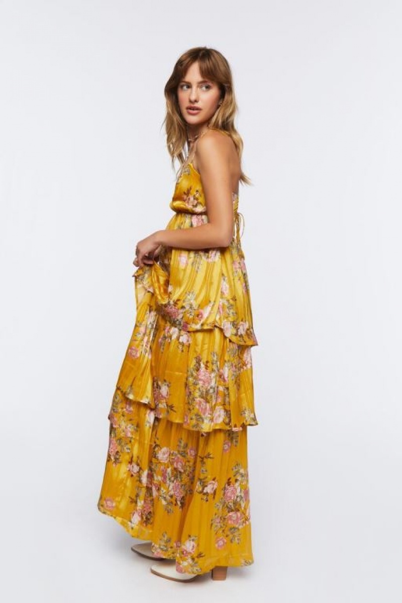 Vestido Forever 21 Floral Jacquard Maxi Mujer Amarillo Multicolor | Du48SBlsnsT